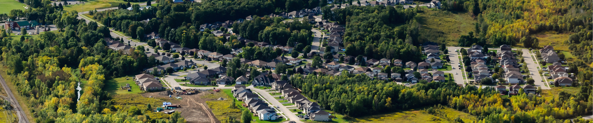 Aerial photograph of Brockville suburbs