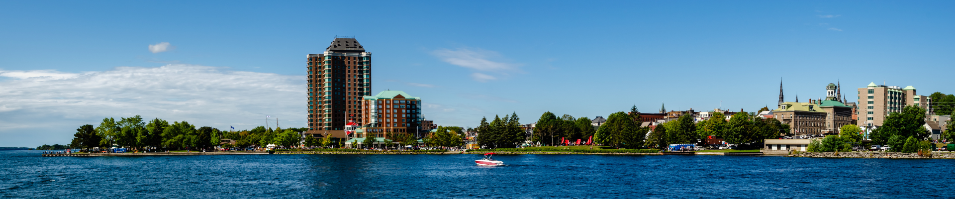 Brockville as seen from the Saint Lawrence River on the east side of the downtown